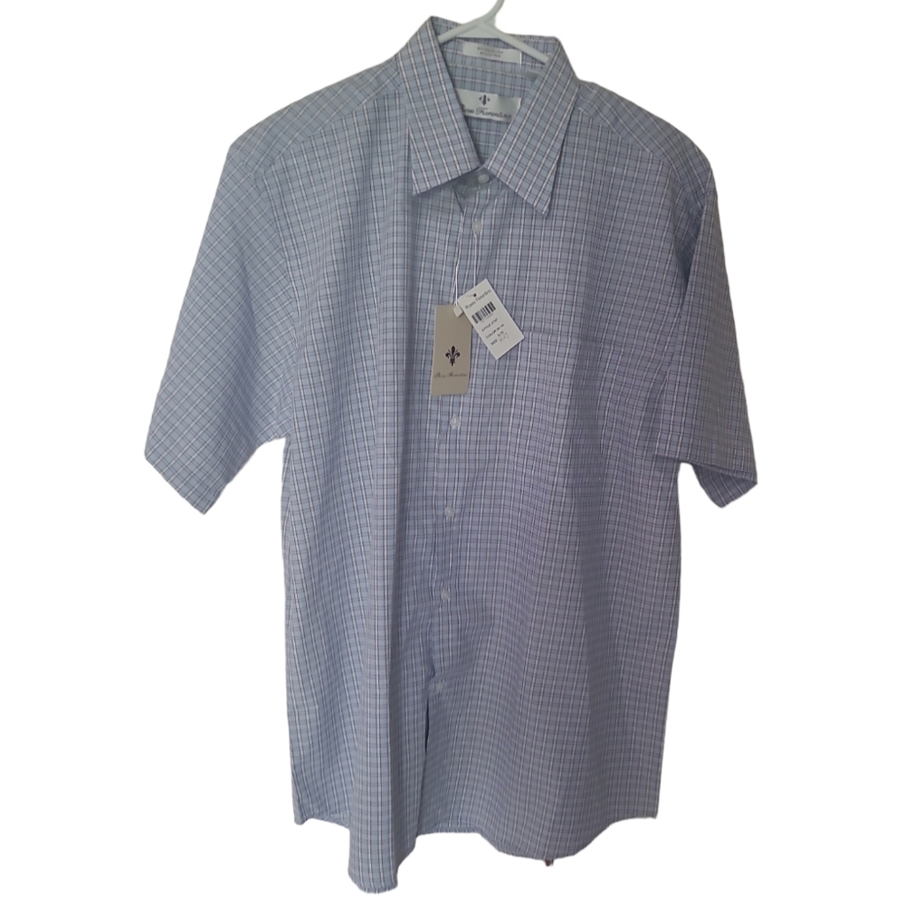 Rosso Fiorentino Plaid dress Shirt Men's Size17- 17 1/2 - Picture 3 of 6